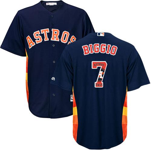 Astros #7 Craig Biggio Navy Blue Team Logo Fashion Stitched MLB Jersey - Click Image to Close